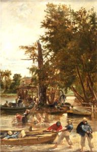 La baignade, un dimanche après-midi à La Grenouillère Jules CORNILLIET (1830-1886)